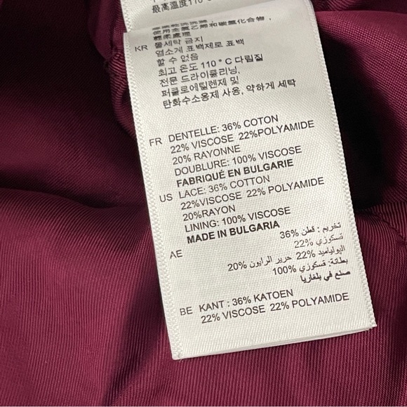 Sandro Paris Size 1 US S Burgundy Red ROMIE Lace Mini Dress with Open Back - Picture 14 of 15